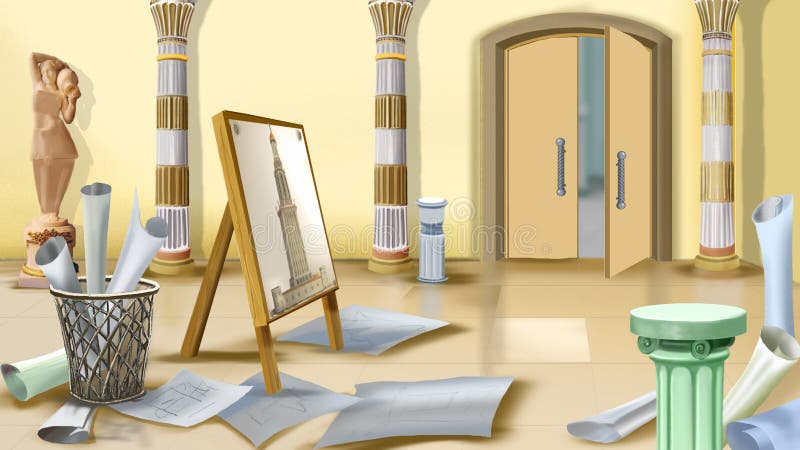 Workplace of Architect stock illustration