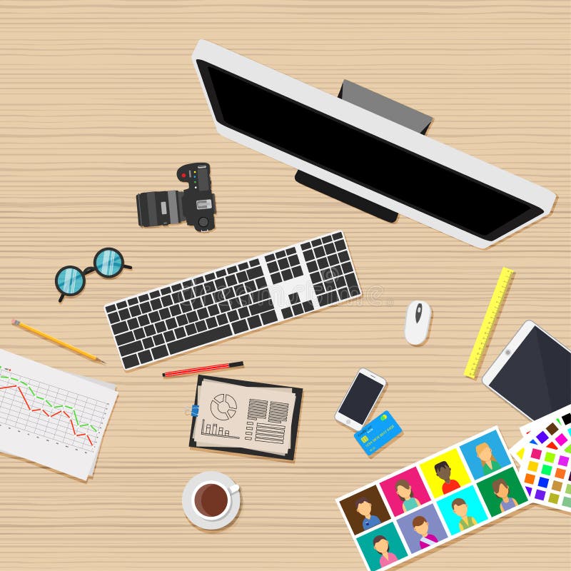 Workplace Business Office Job People. Graphic  Work Vector. Person Computer