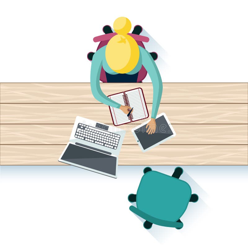 Workplace Interior Table Top Design stock illustration Workplace Interior Table Top Design stock illustration
