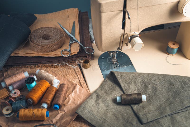 The workplace of a professional fairy with sewing accessories stock photography