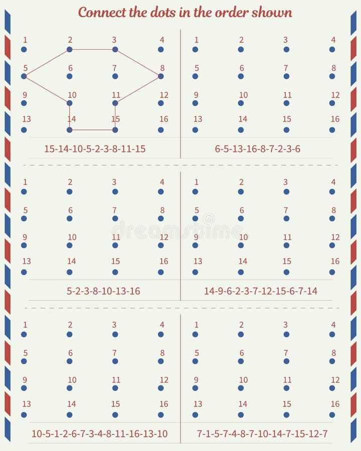 Worksheet for Children. Connect the Dots in the Order Shown Stock