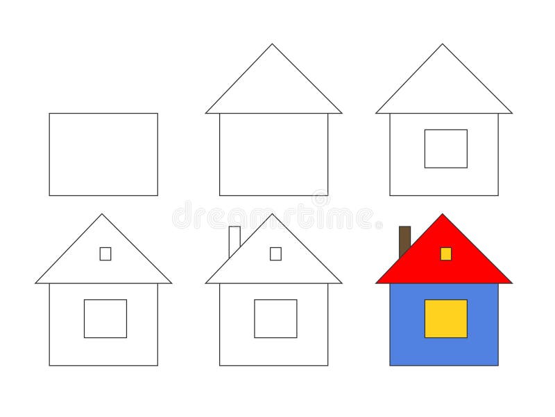 Worksheet Easy Guide To Drawing House. Simple Stepbystep Drawing