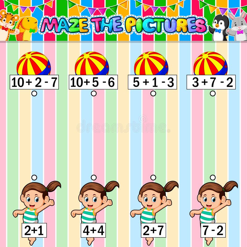 Worksheet with Exercises for Children on Addition and Subtraction Worksheet with Exercises for Children on Addition and Subtraction