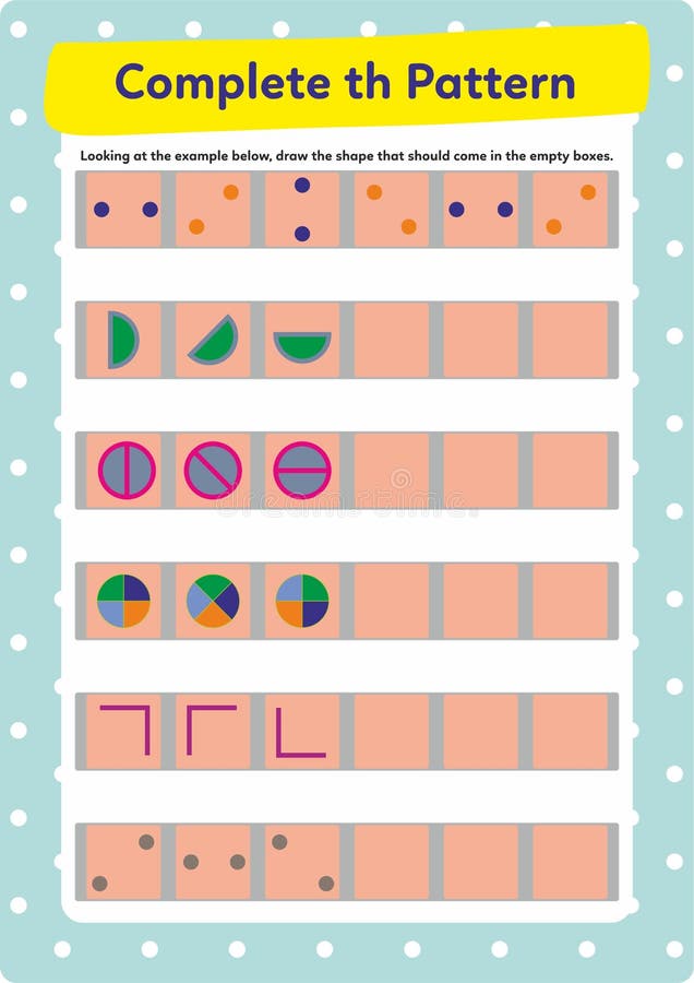 Activity To Complete the Pattern Stock Illustration Illustration of