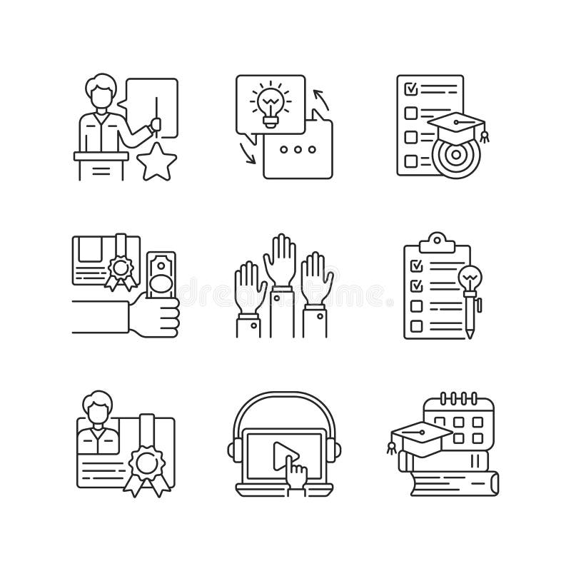 Workshop linear icons set stock illustration