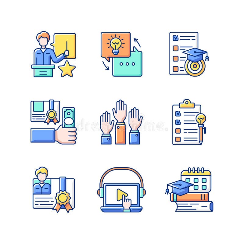 Workshop RGB color icons set vector illustration
