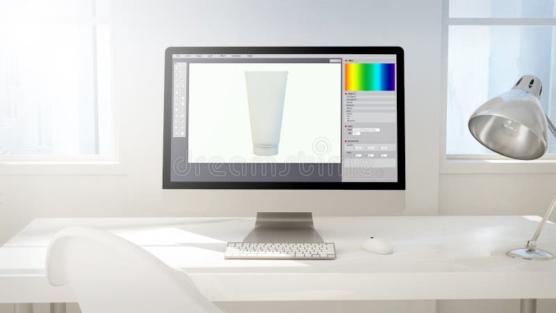 Workspace background computer product design royalty free illustration