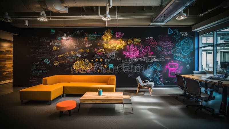 Workspace black board vector illustration