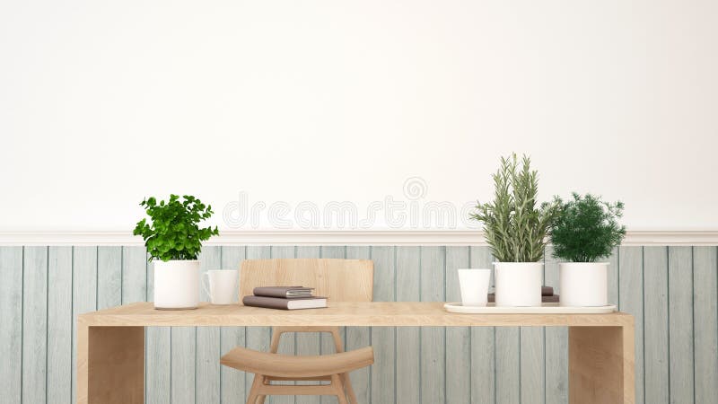 Workspace eller restaurang - tolkning 3D stock illustrationer Workspace eller restaurang - tolkning 3D stock illustrationer