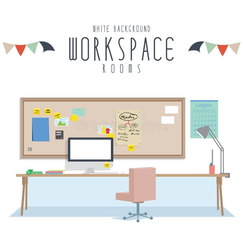 Workspace (vit bakgrund) stock illustrationer Workspace (vit bakgrund) stock illustrationer