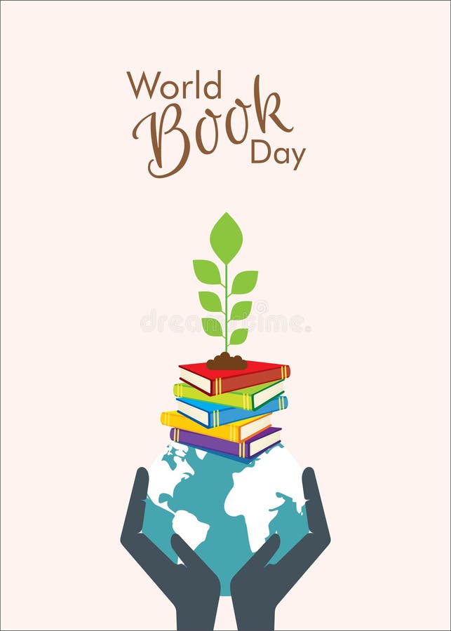 World Book Day Poster Earth Vector Stock Illustration