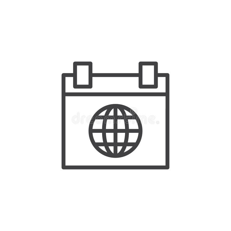 World calendar outline icon vector illustration