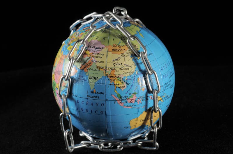 Planet Lockdown: A Documentary World-chains-represents-crisis-black-backgound-30190889