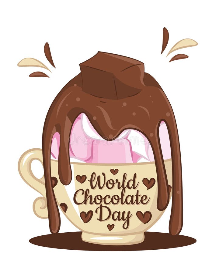 World Chocolate Day Concept Chocolate Milk with Marshmallow Isolated
