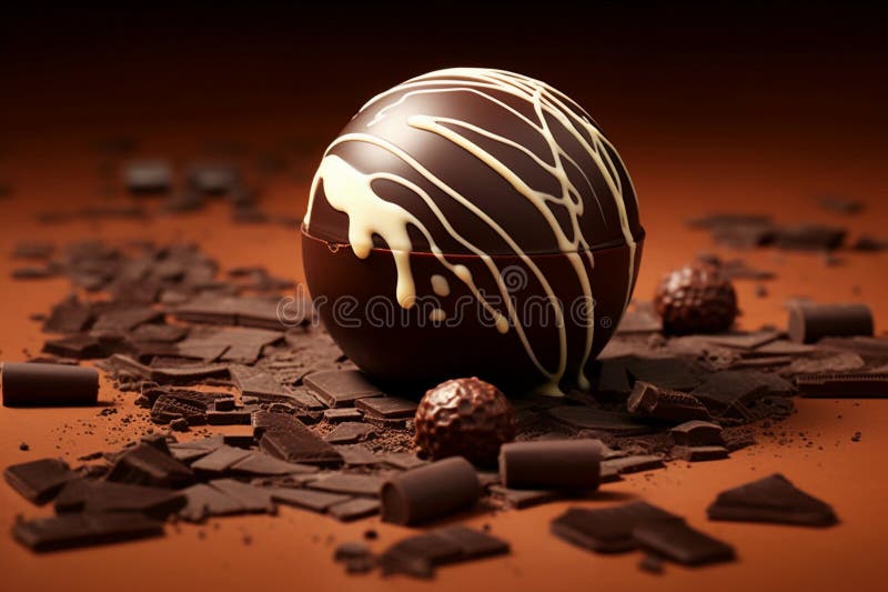 World Chocolate Day a Chocolate Truffle with White Drizzles on Top of