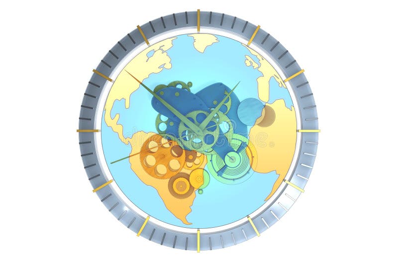Gears on world map stock illustration. Illustration of mechanism 6008941