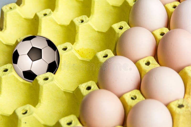 Football in the egg tray stock photo. Image of healthy - 118488504