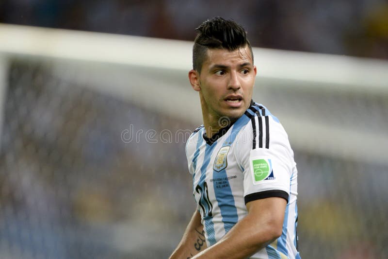 World Cup 2014. RIO, BRAZIL - June 15, 2014: Sergio AGUERO of Argentina during the 2014 World Cup. Argentina is facing Bosnia in the Group F at Maracana Stadium stock image