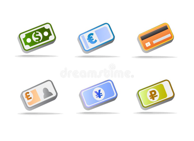 World currencies money icons