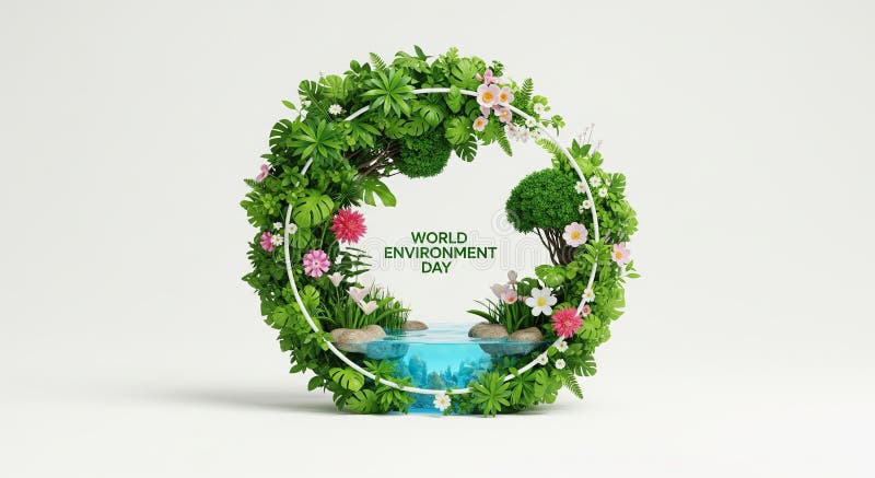 World Environment Day Wreath of Nature and Water royalty free illustration