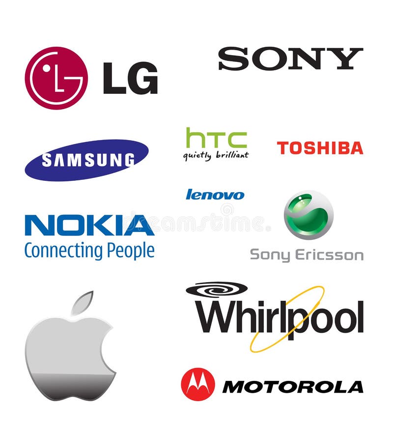 Collection of mobile phone brand logos. Collection of mobile phone brand logos