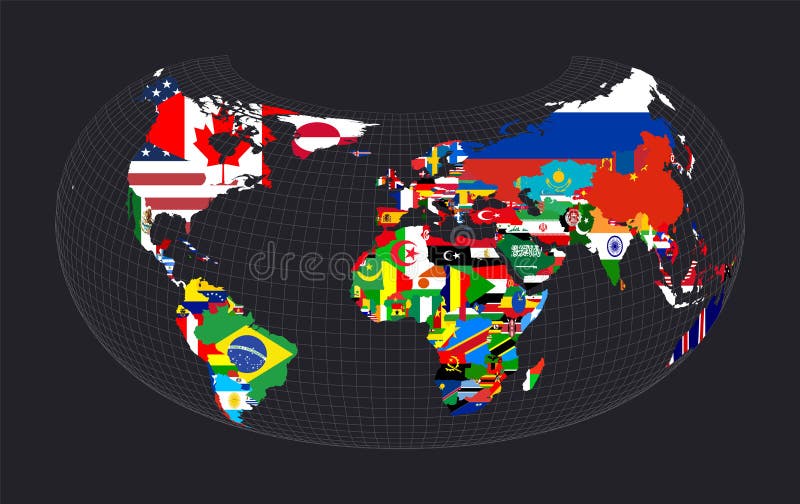 Vector Map Of The World. Jacques Bertin's 1953 Projection Of The World. Red  Yellow Blue Colored Polygons. Contemporary Vector Illustration. Royalty  Free SVG, Cliparts, Vectors, and Stock Illustration. Image 148797353.