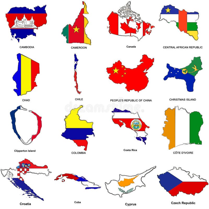 World flag map sketches collection 03 vector illustration