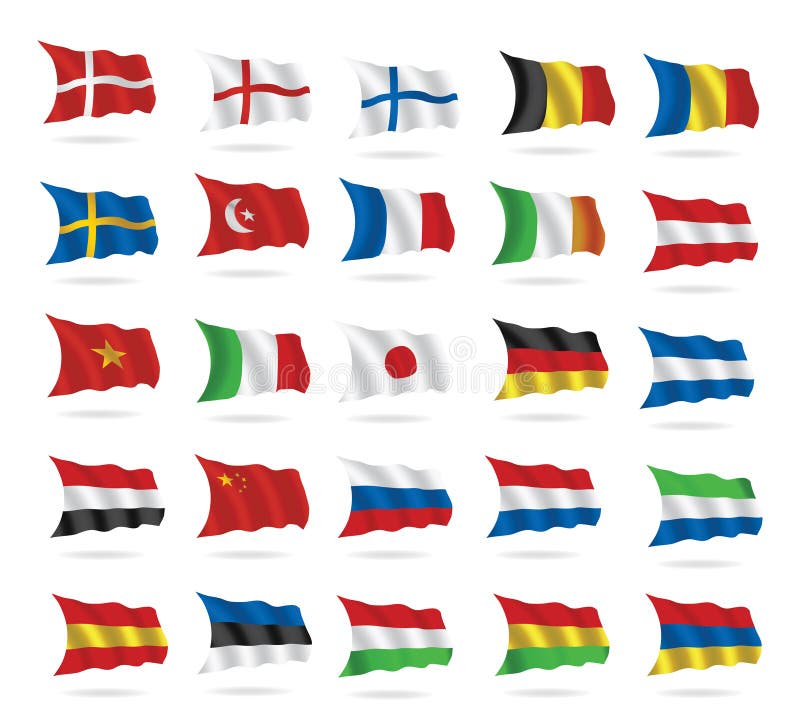 World Flags Collection On White Stock Vector Illustration of country