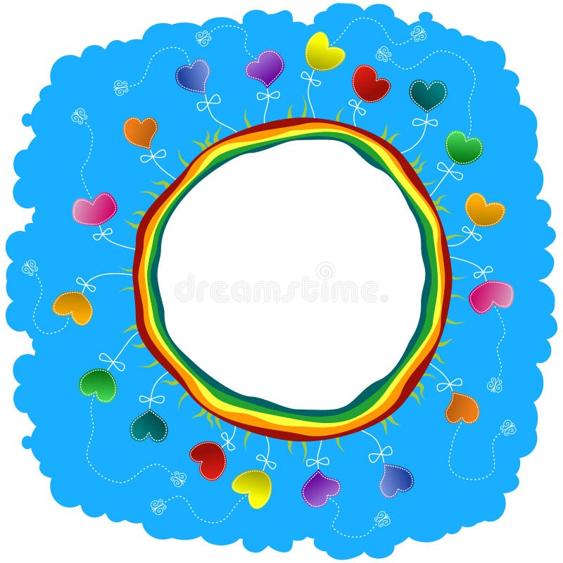 Inner world invitation with heart flowers,and space to write. Friendship borders illustrations