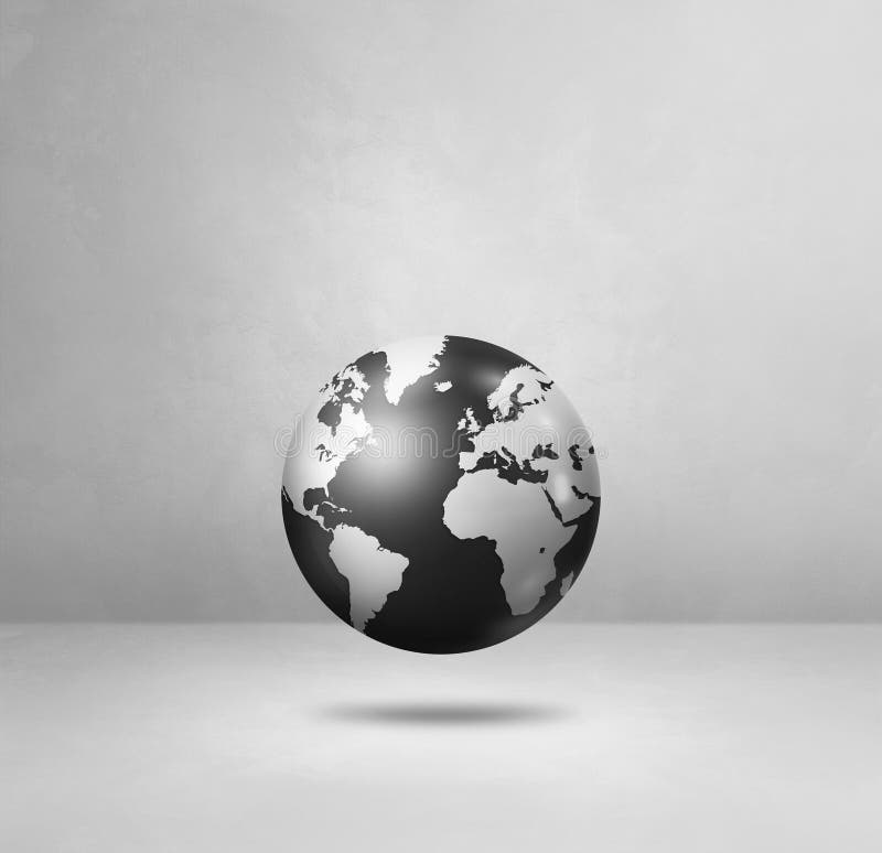 Black Earth Globe Isolated on White Background Stock Illustration