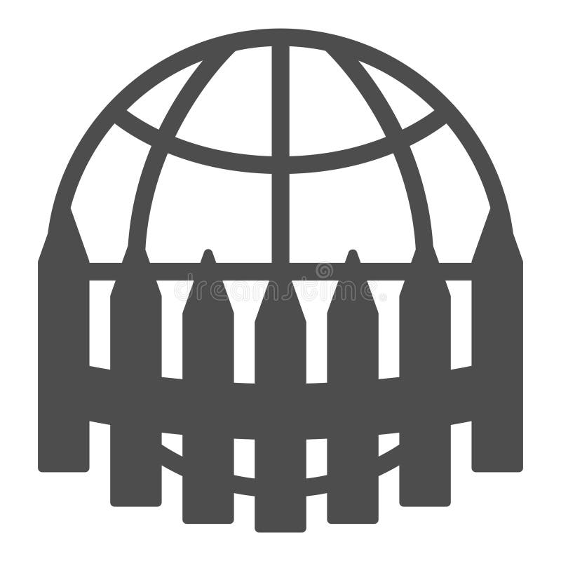 World globe and fence solid icon, global sanctions concept. Vector graphics. Planet with barrier sign on white royalty free illustration