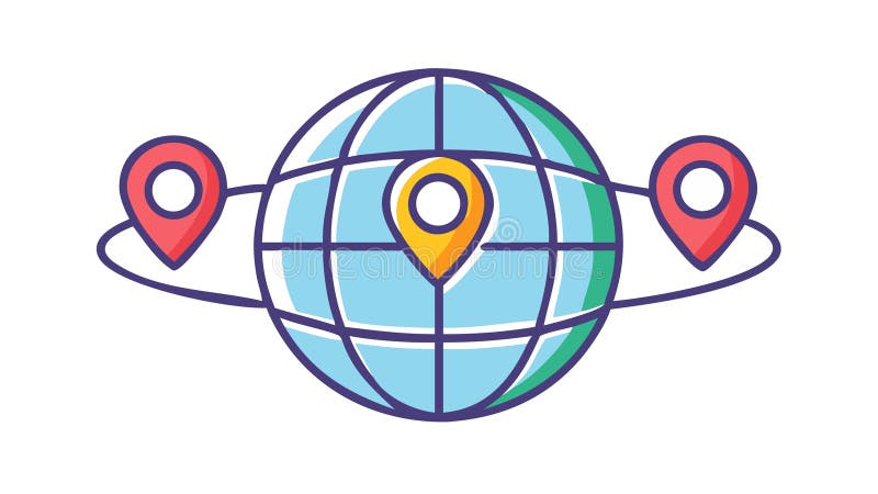 World Globe with Multiple Location Pins Vector, vector design Generative AI stock illustration