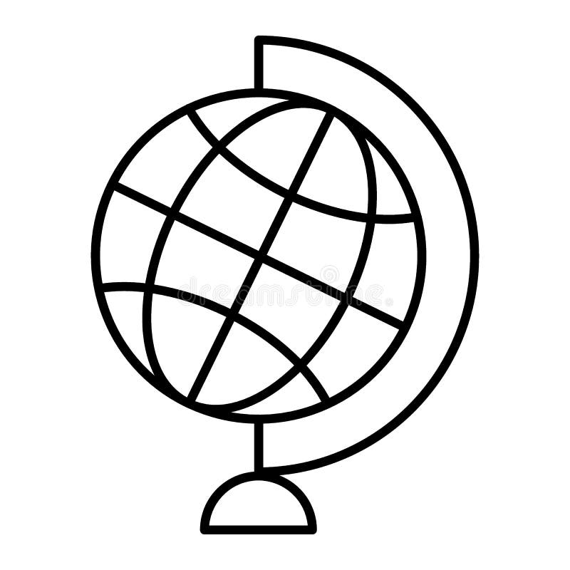 World globe thin line icon. Table globe vector illustration isolated on white. Planet map outline style design, designed stock illustration World globe thin line icon. Table globe vector illustration isolated on white. Planet map outline style design, designed stock illustration