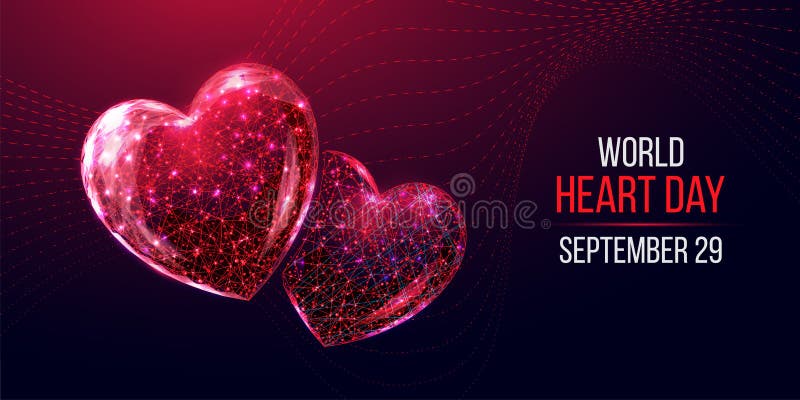 World heart day concept. Wireframe low poly style. stock photos
