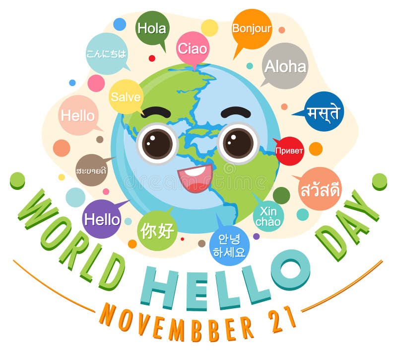 World Hello Day Banner Design Stock Vector Illustration of sign