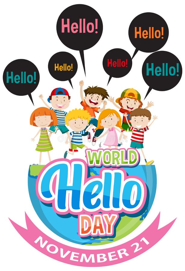 World Hello Day Banner Design Stock Vector Illustration of november