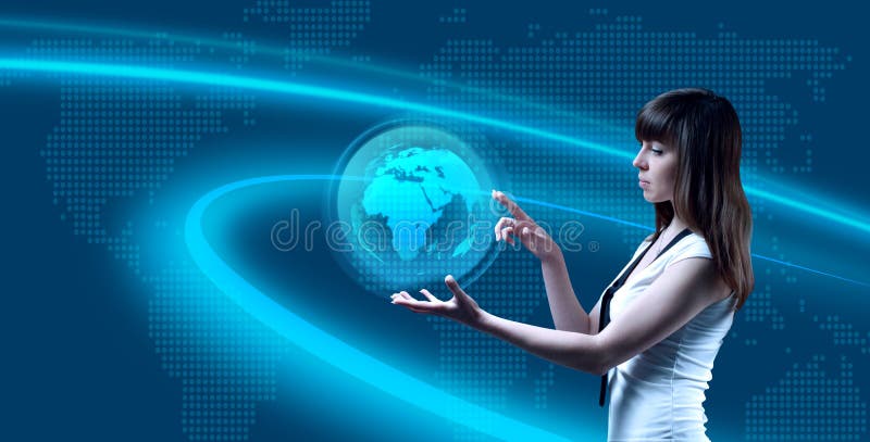 World on her palm stock illustration World on her palm stock illustration