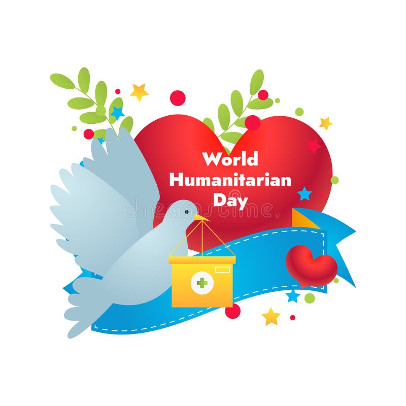 World Humanitarian Day Flat Cartoon Vector