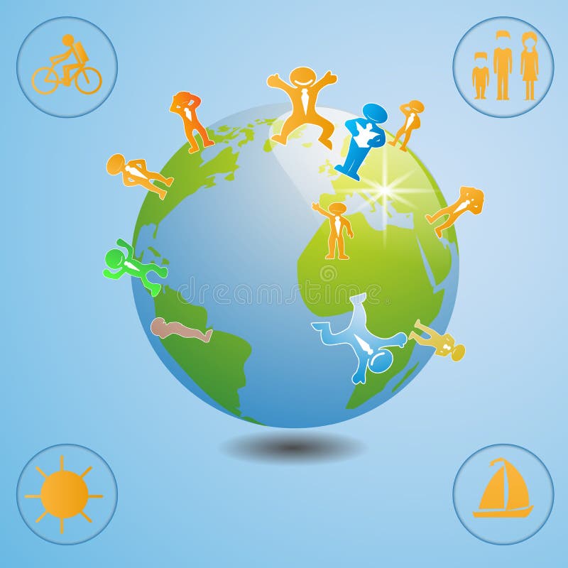 World illustration with people icons royalty free illustration
