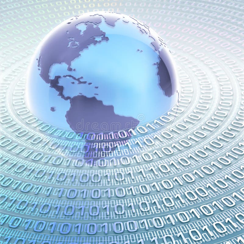 World Information. Globe with many numbers (0 and 1) binary code. Concept of global information and technology World Information. Globe with many numbers (0 and 1) binary code. Concept of global information and technology