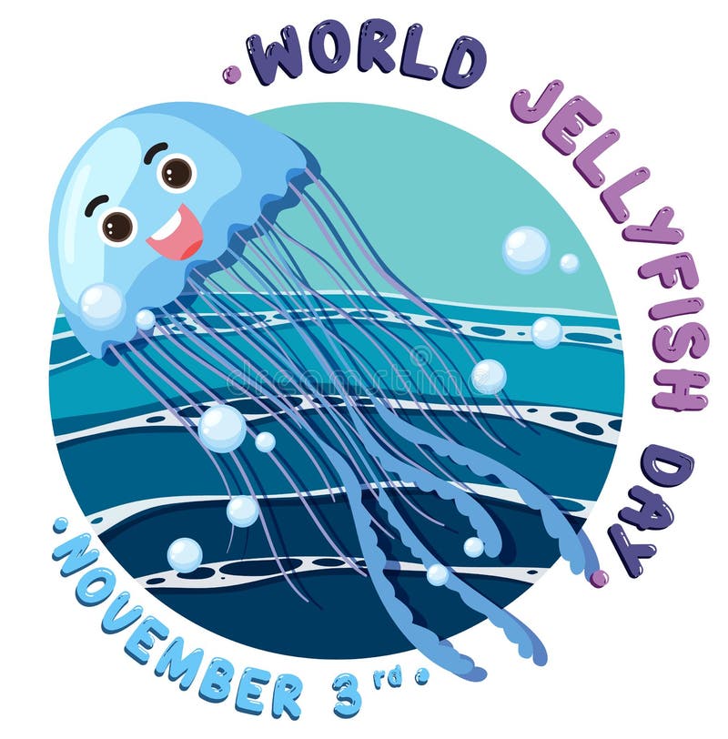 World Jellyfish Day Logo Design Stock Vector Illustration of