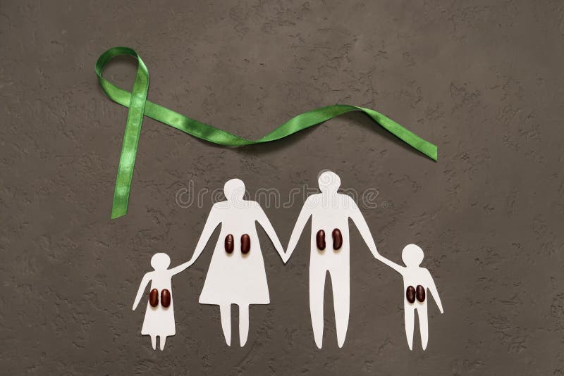 World Kidney Day, a program to inform patients about the health of patients with kidneys. Green ribbon.