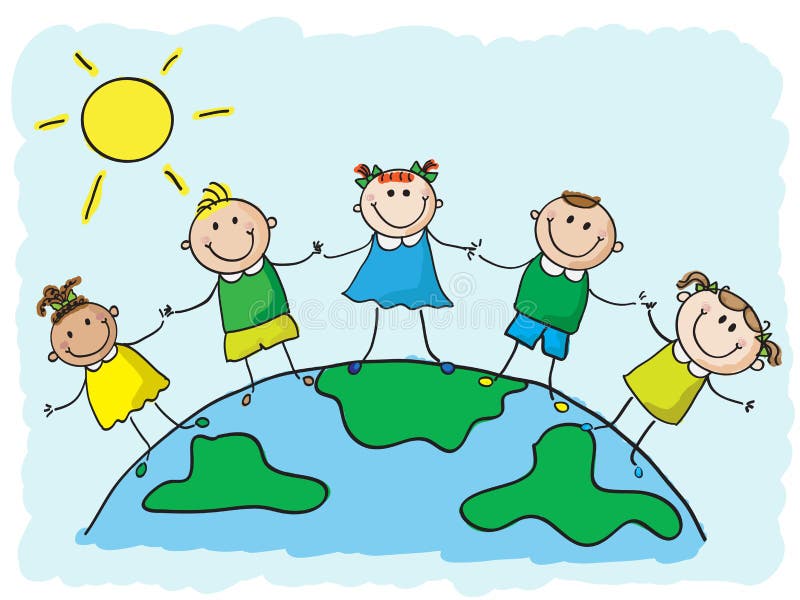 World kids. Five kids on top of a globe World kids. Five kids on top of a globe