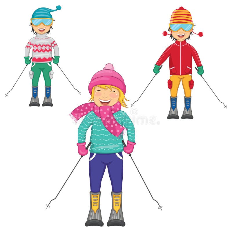 Ski Family stock vector. Illustration of wool, drawing - 12087807