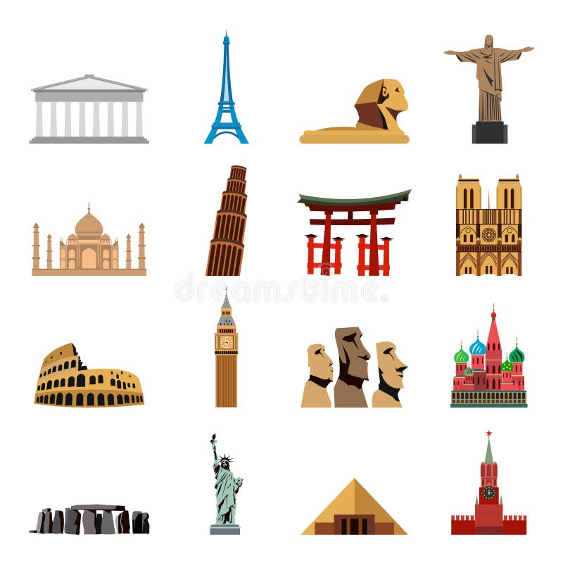 World Landmarks icons stock vector. Illustration of bangkok - 54202071