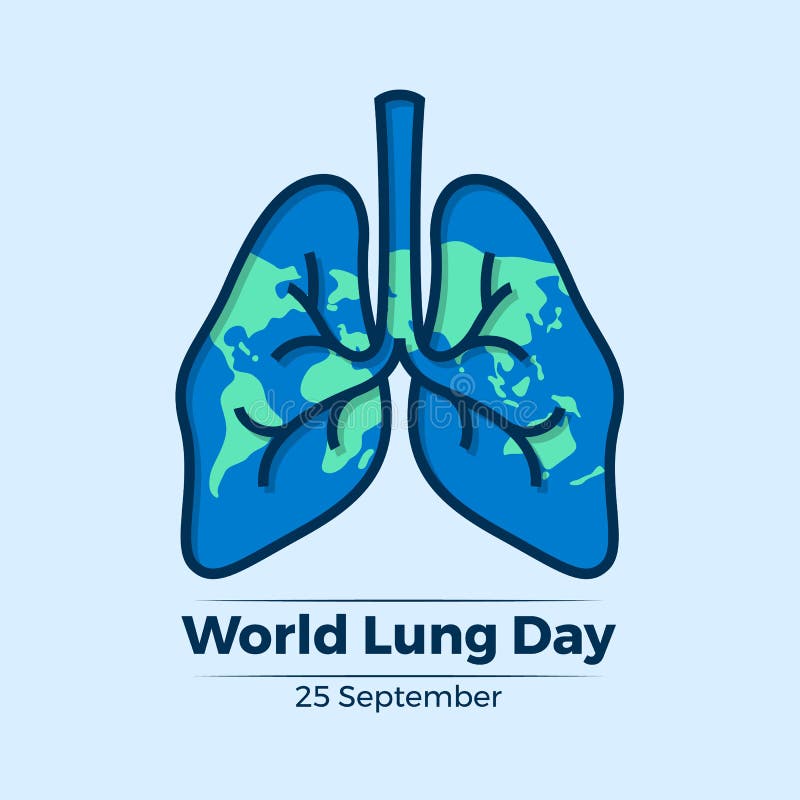World Lung Day Banner Simple Lung Sign with World Map Texture Vector