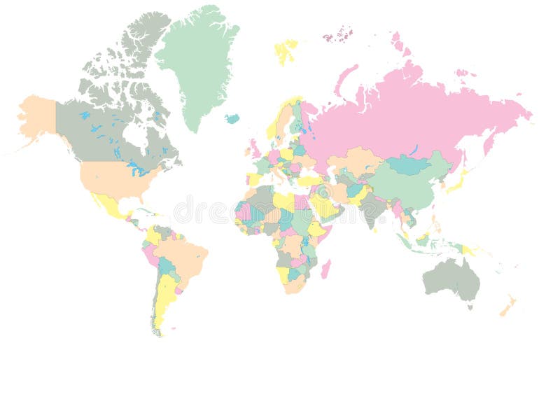 Colore codificato mappa del mondo.