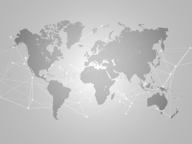 World Map with Abstract Network Mesh - Digital Internet Things o royalty free illustration