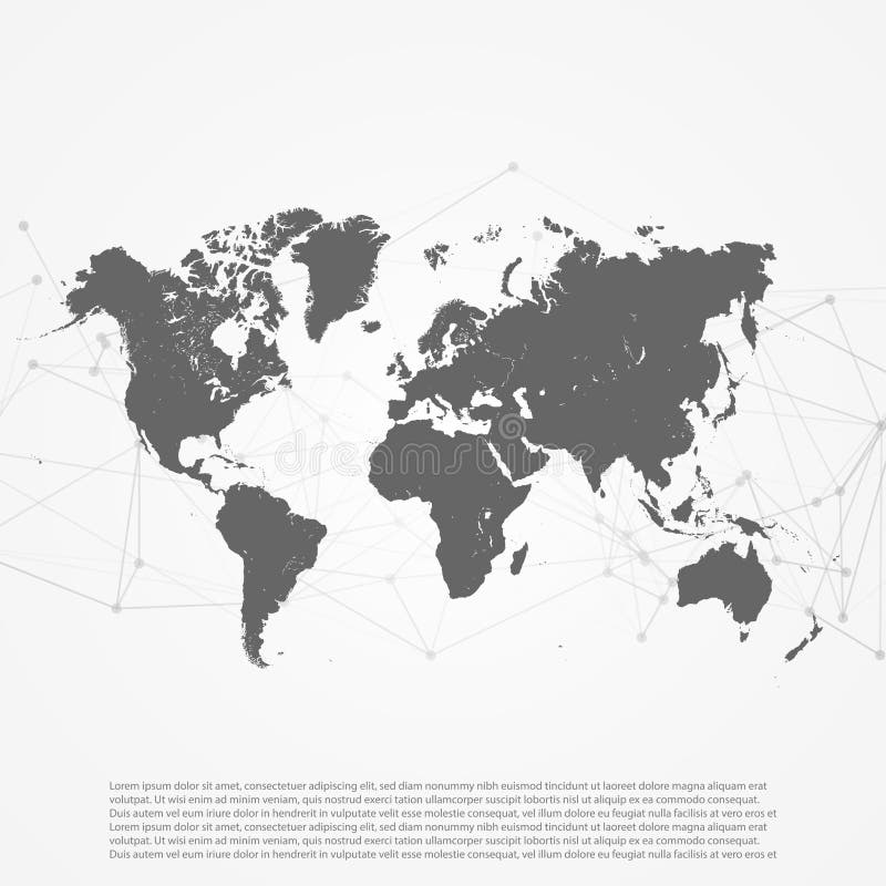 World Map with Abstract Network Mesh - Digital Internet Things o royalty free illustration