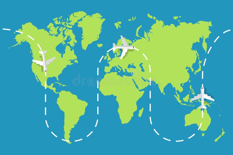 World Travel With Map And Air Planes Stock Vector Illustration of line, plane 36073514